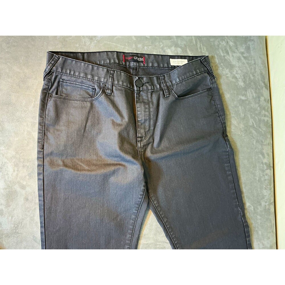GUESS Jeans 36 X 32 Del Mar Fit Los Angeles Black Waxy Denim Men’s Slim Straight